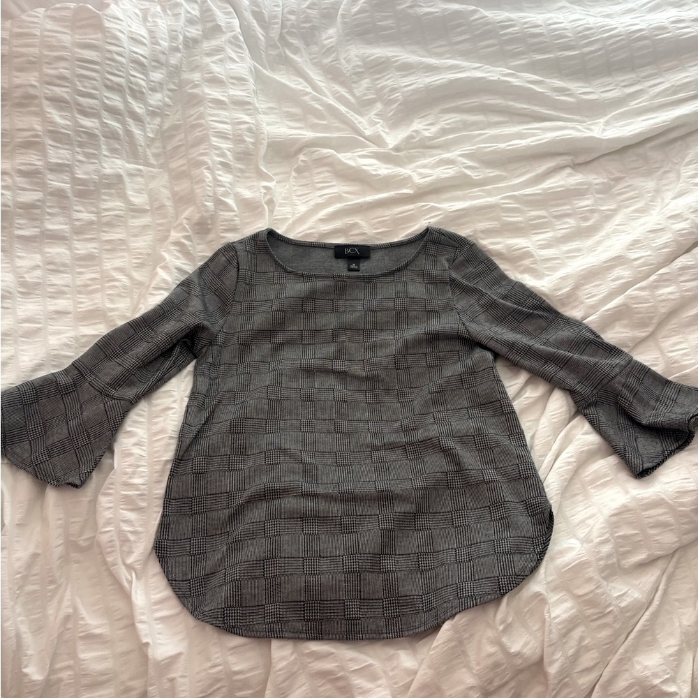 Gray Plaid Women's Top